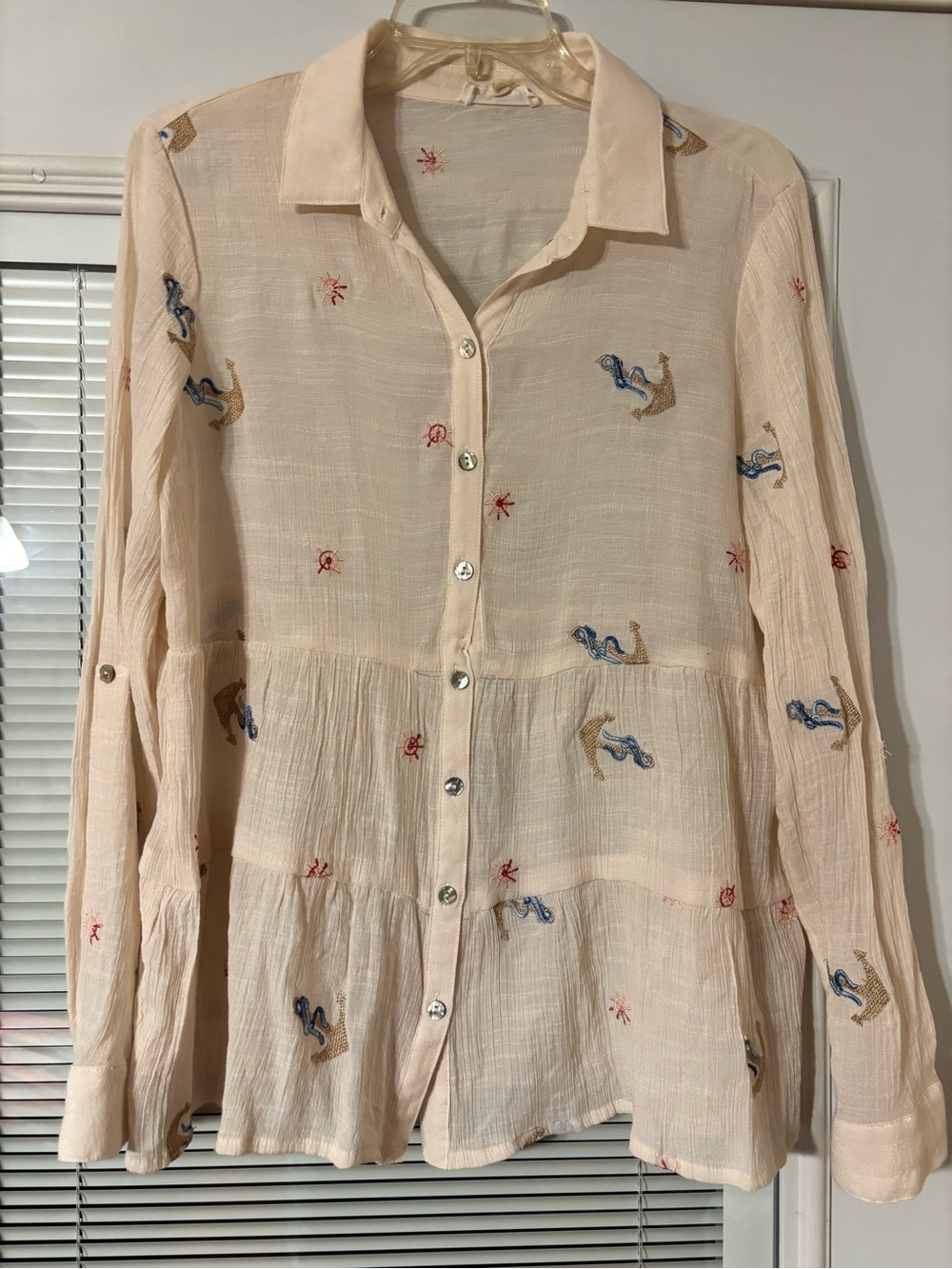 Hope Springs Embroidered Nautical Peasant Blouse ⚓️